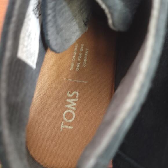 Toms Black Wedge Bootie Shoes Size 9 Heel Womens Used​​ - Picture 9 of 12